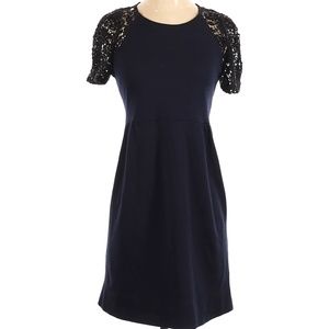 Sandro wool blend navy blue lace beaded sweater Dress European Sz 1 (US Sz S)